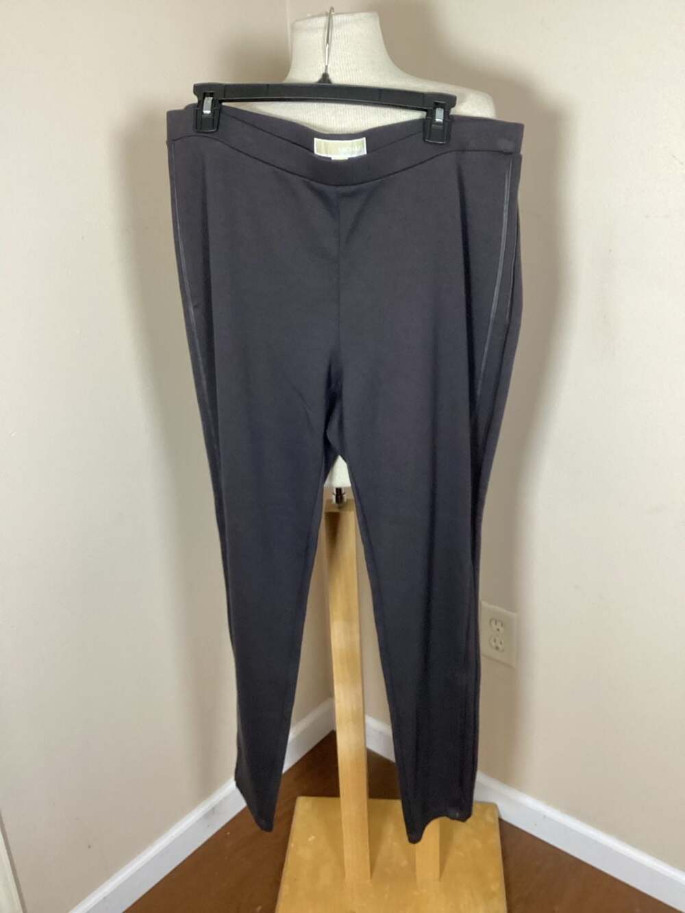 Michael Michael Kors Black Faux Leather Side Stripe Leggings Size 2X